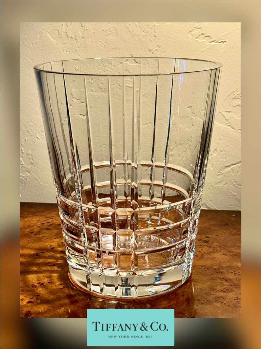 Tiffany & Co. Large Crystal Champagne Bucket - Plaid Pattern -